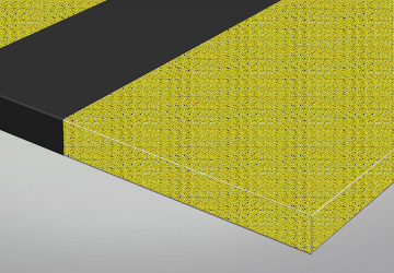 Deckenlager Detail mit beidseitigem A1 Brandschutzmaterial Linienlagerung